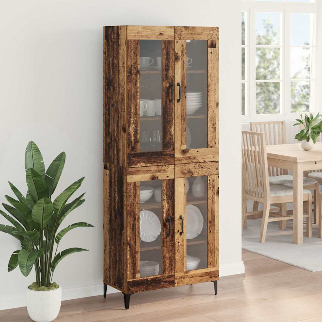 Highboard Wandmontiert Altholz 69,5 x 34 x 180 cm Holzwerkstoff