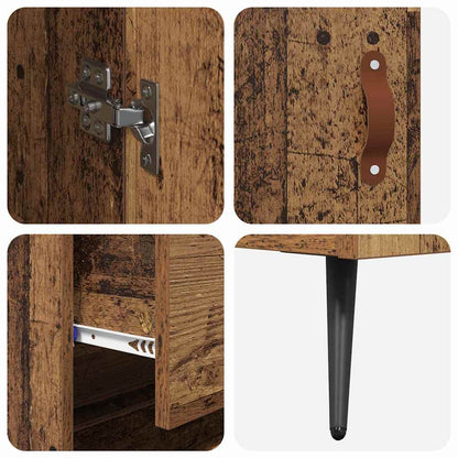 Highboard-Schrank mit Regal 2 Stk. Altholz 69,5 x 34 x 180 cm