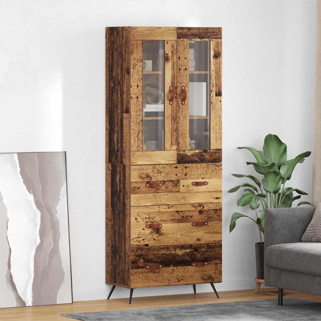 Highboard-Schrank mit Regal 2 pcs Altholz Holzwerkstoff