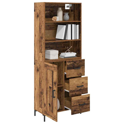 Highboard Altholz 69,5 x 34 x 180 cm Holzwerkstoff