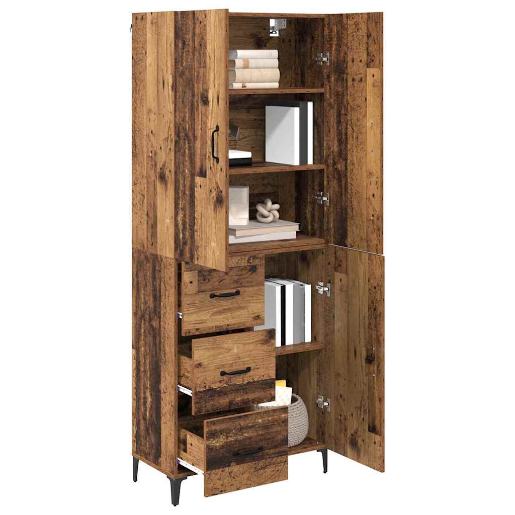 Highboard Altholz 69,5 x 34 x 180 cm Holzwerkstoff