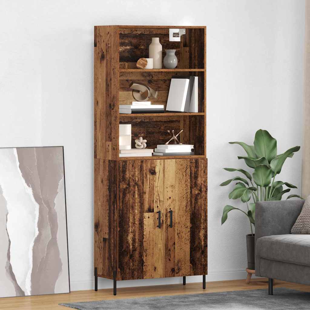 Highboard Altholz 69,5 x 32,5 x 180 cm Holzwerkstoff
