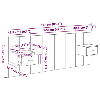 Kopfteil mit Schrank 3 stk. Altholz Holzwerkstoff