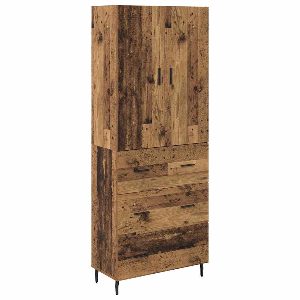 Highboard mit Schubladen 2 pcs Altholz Engineered Wood und Glas