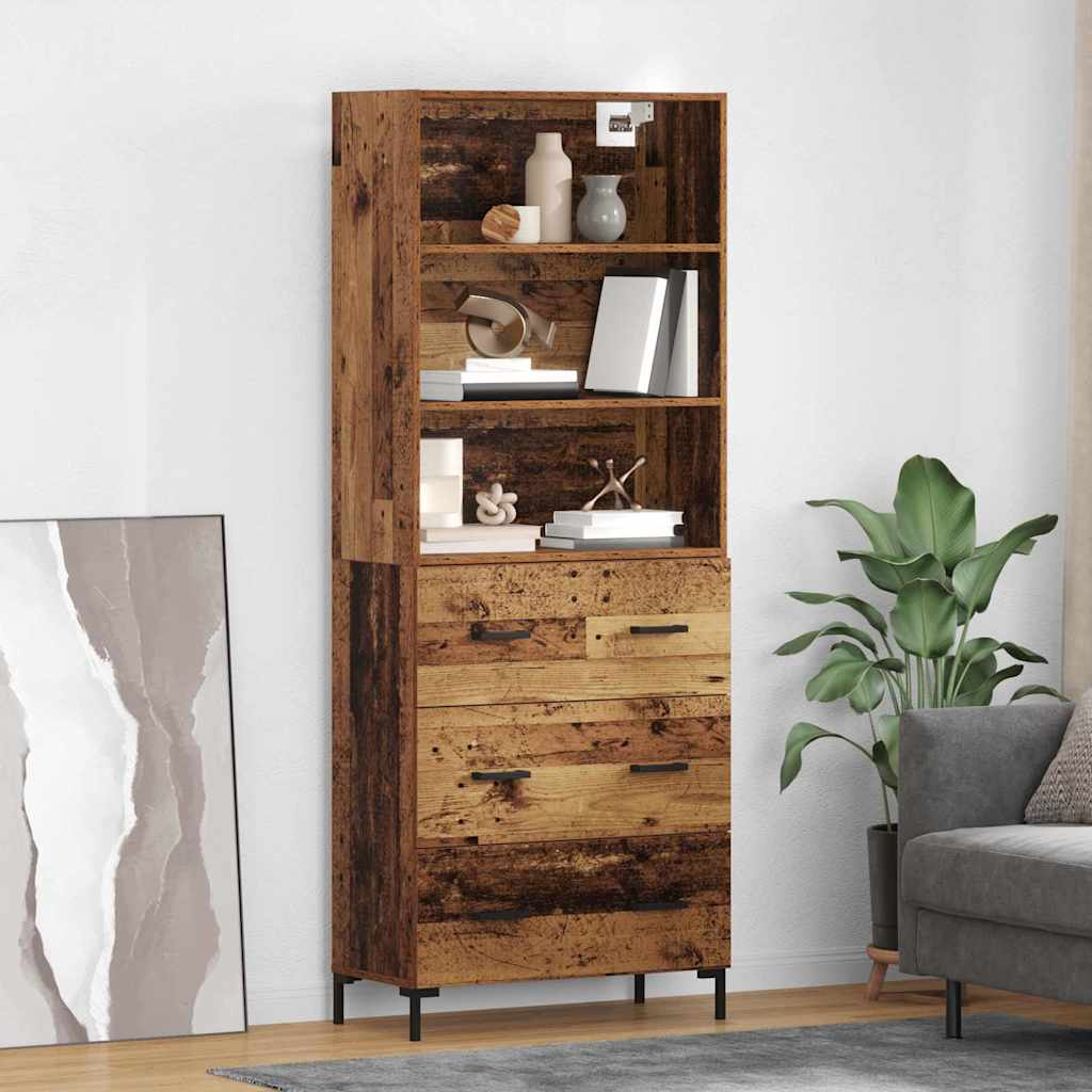 Highboard Altholz 69,5 x 34 x 180 cm Holzwerkstoff