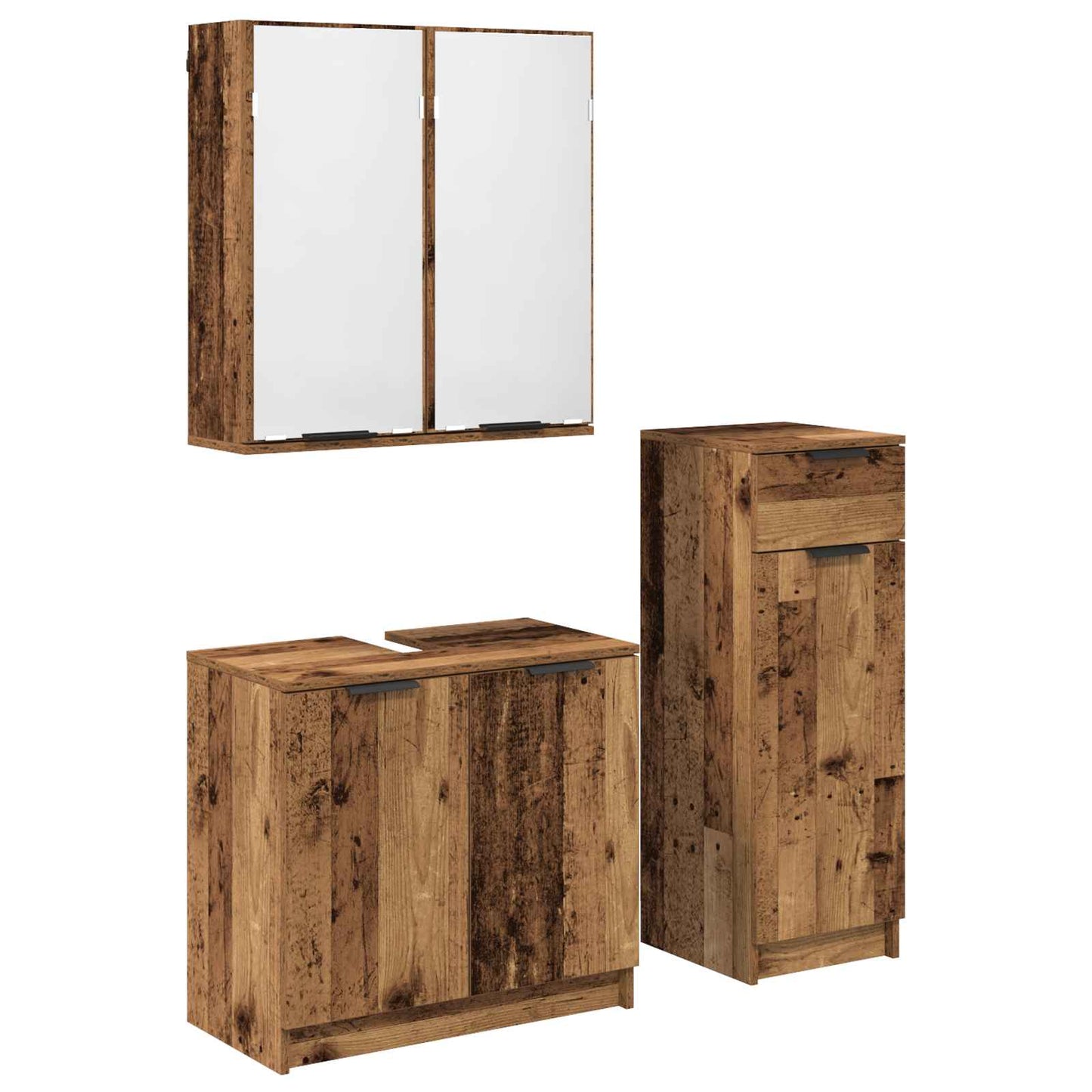 Badezimmermöbel-Set 3 stk. Altholz 64,5 x 33,5 x 59 cm