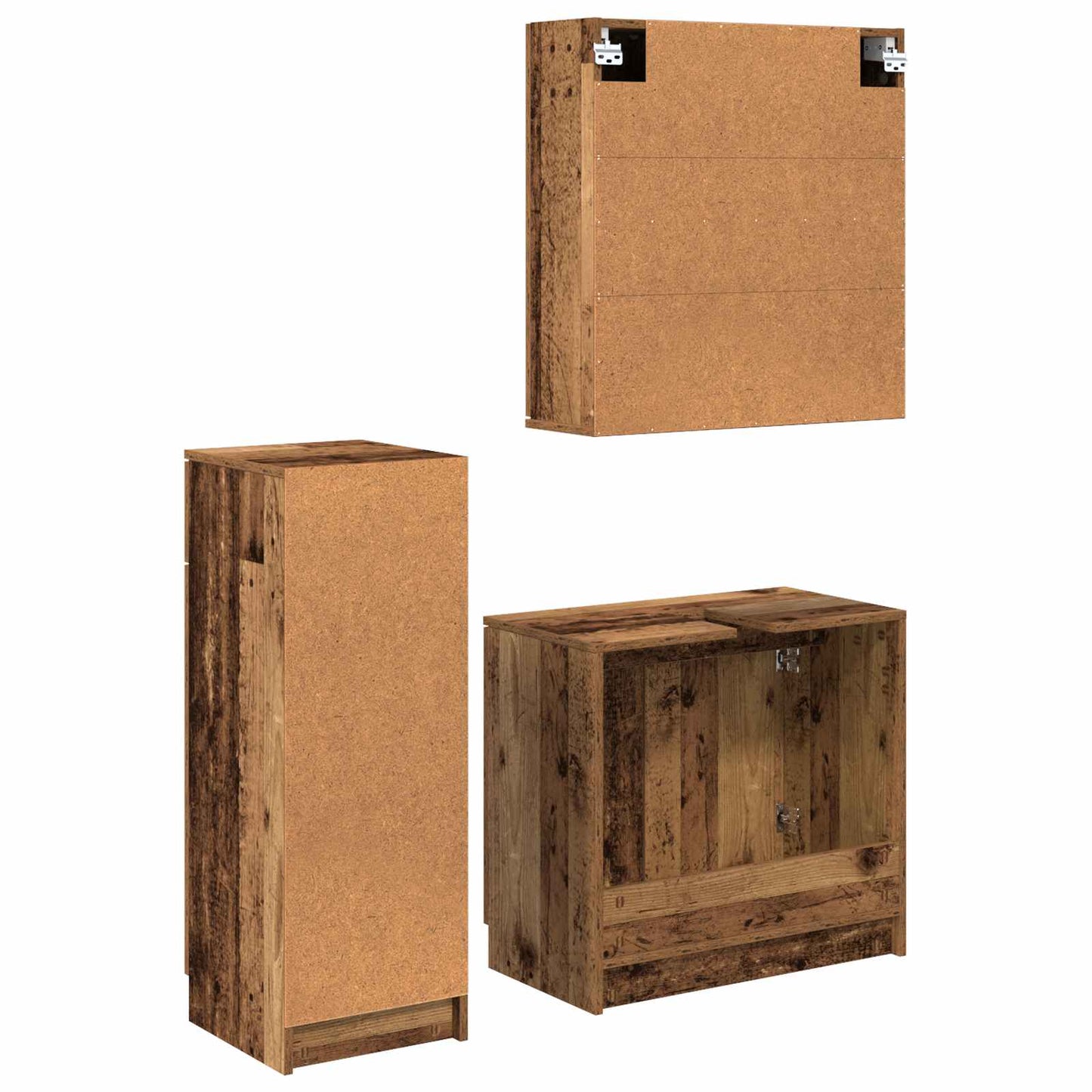 Badezimmermöbel-Set 3 stk. Altholz 64,5 x 33,5 x 59 cm