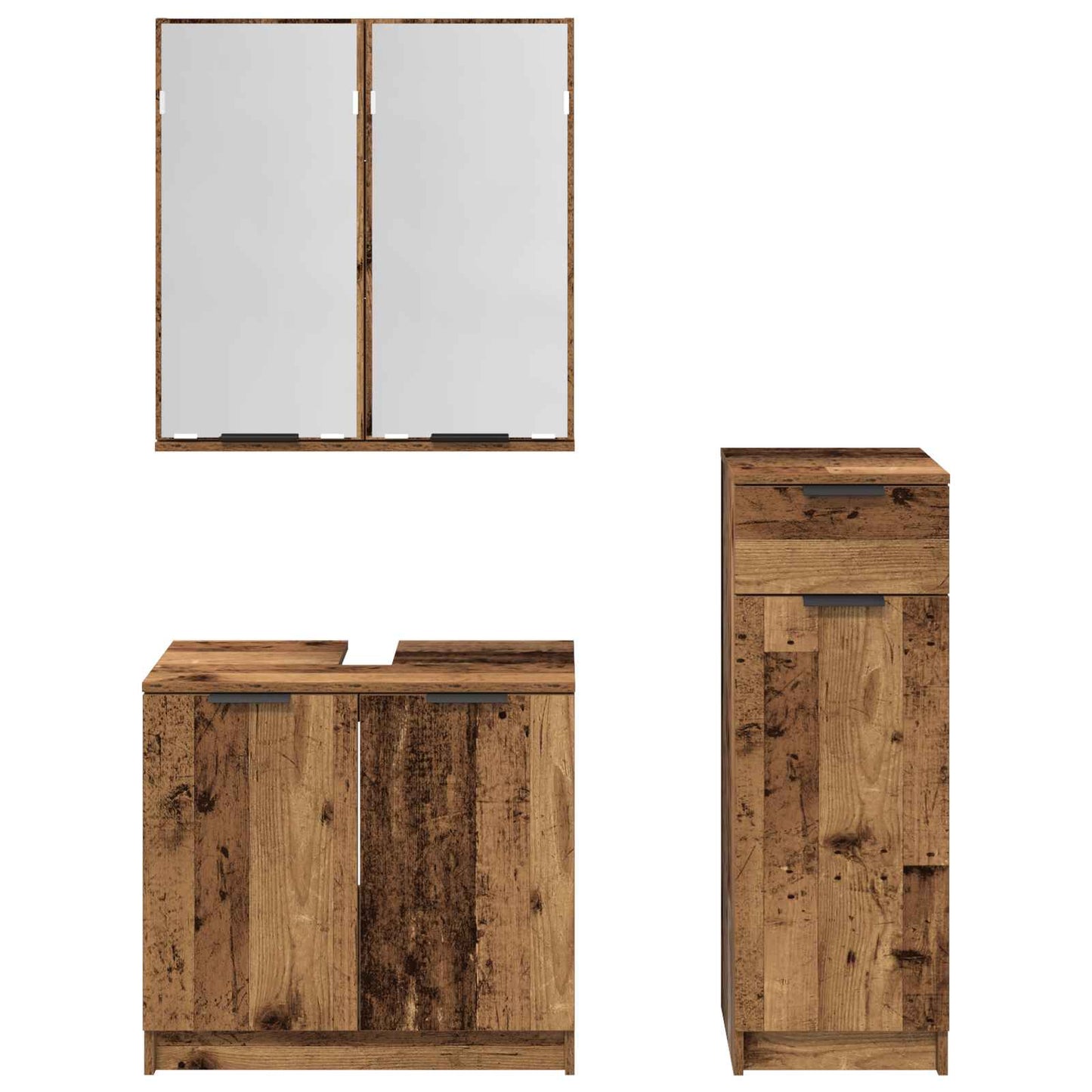 Badezimmermöbel-Set 3 stk. Altholz 64,5 x 33,5 x 59 cm