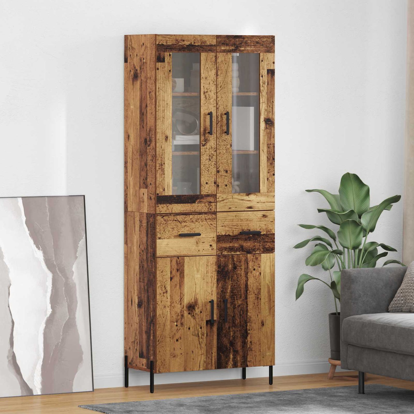 Highboard Altholz 69,5 x 34 x 180 cm Holzwerkstoff