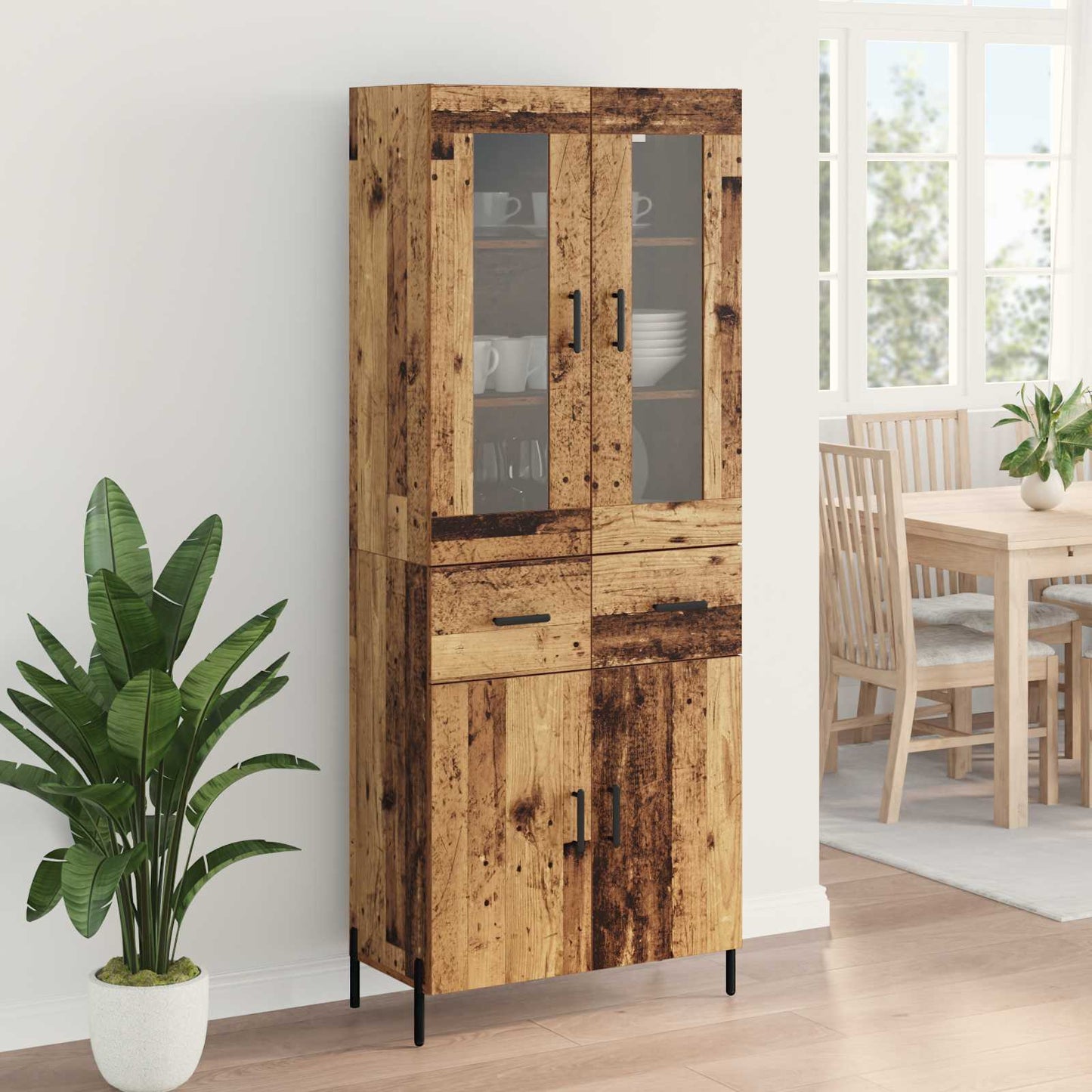 Highboard Altholz 69,5 x 34 x 180 cm Holzwerkstoff