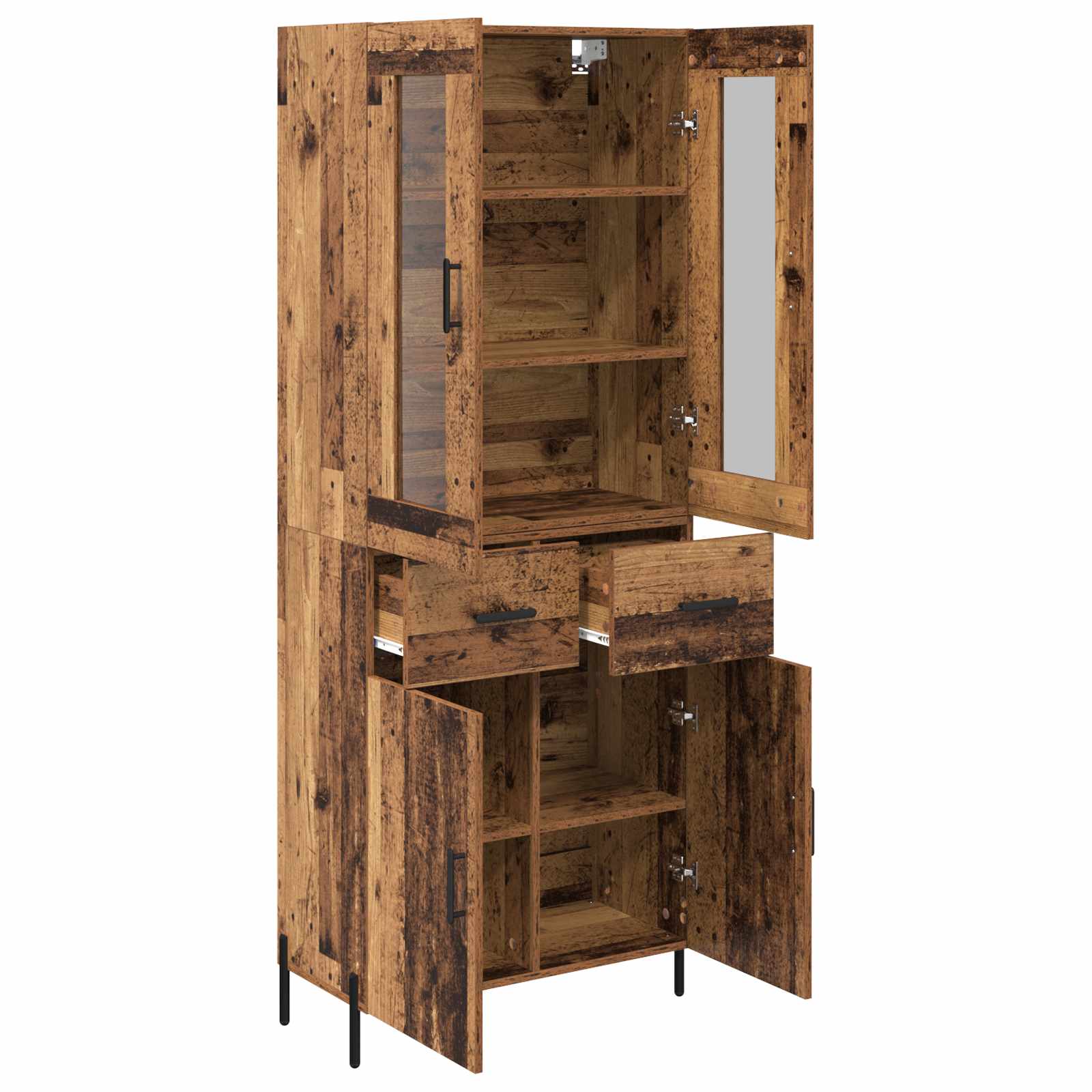 Highboard Altholz 69,5 x 34 x 180 cm Holzwerkstoff