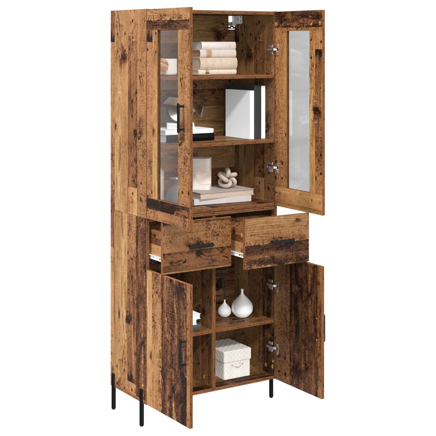 Highboard Altholz 69,5 x 34 x 180 cm Holzwerkstoff