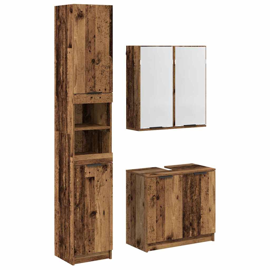 Badezimmerschrank-Set 3 Stk. Altholz Holzwerkstoff