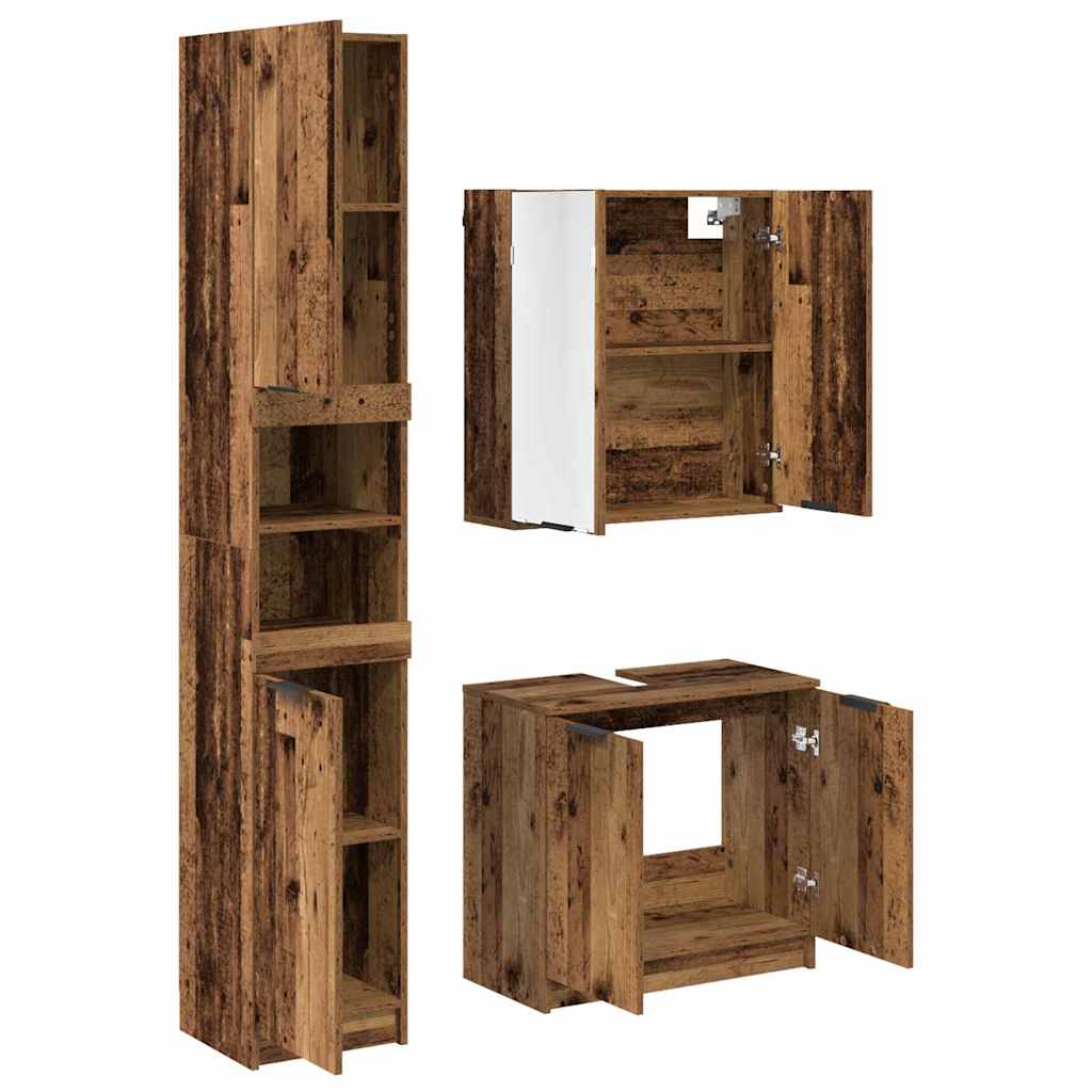 Badezimmerschrank-Set 3 Stk. Altholz Holzwerkstoff