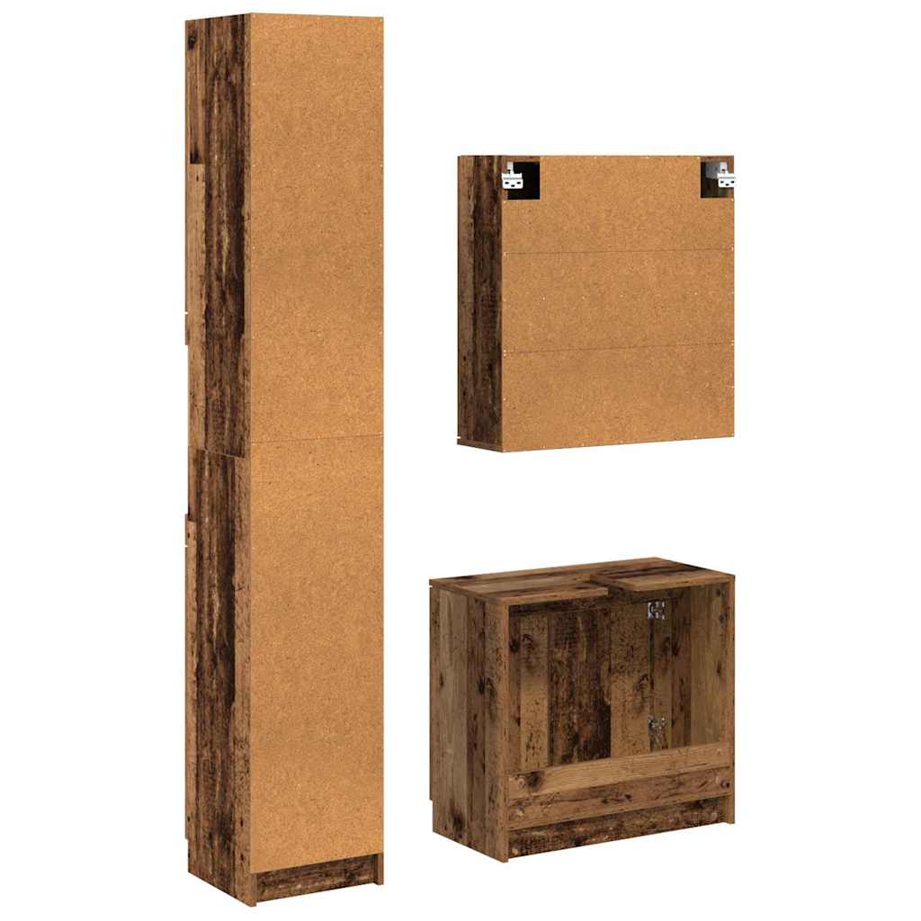 Badezimmerschrank-Set 3 Stk. Altholz Holzwerkstoff