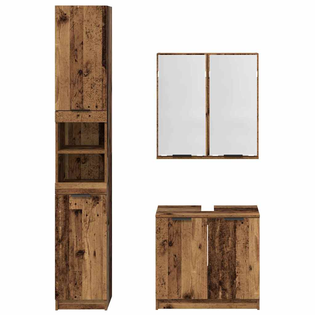 Badezimmerschrank-Set 3 Stk. Altholz Holzwerkstoff