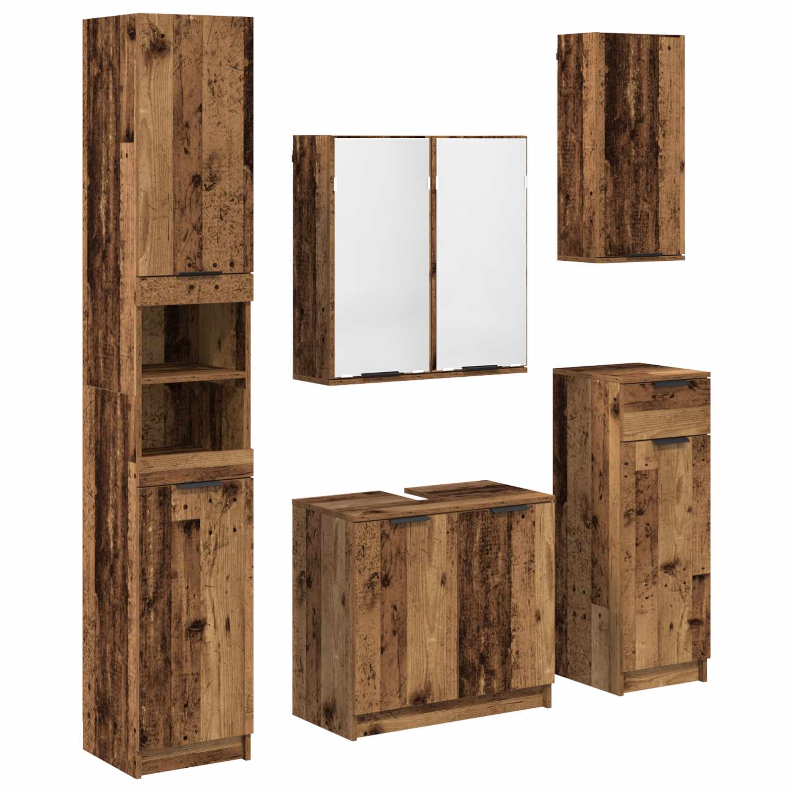 Badezimmermöbel-Set 5 stk. Altholz 64,5 x 33,5 x 59 cm