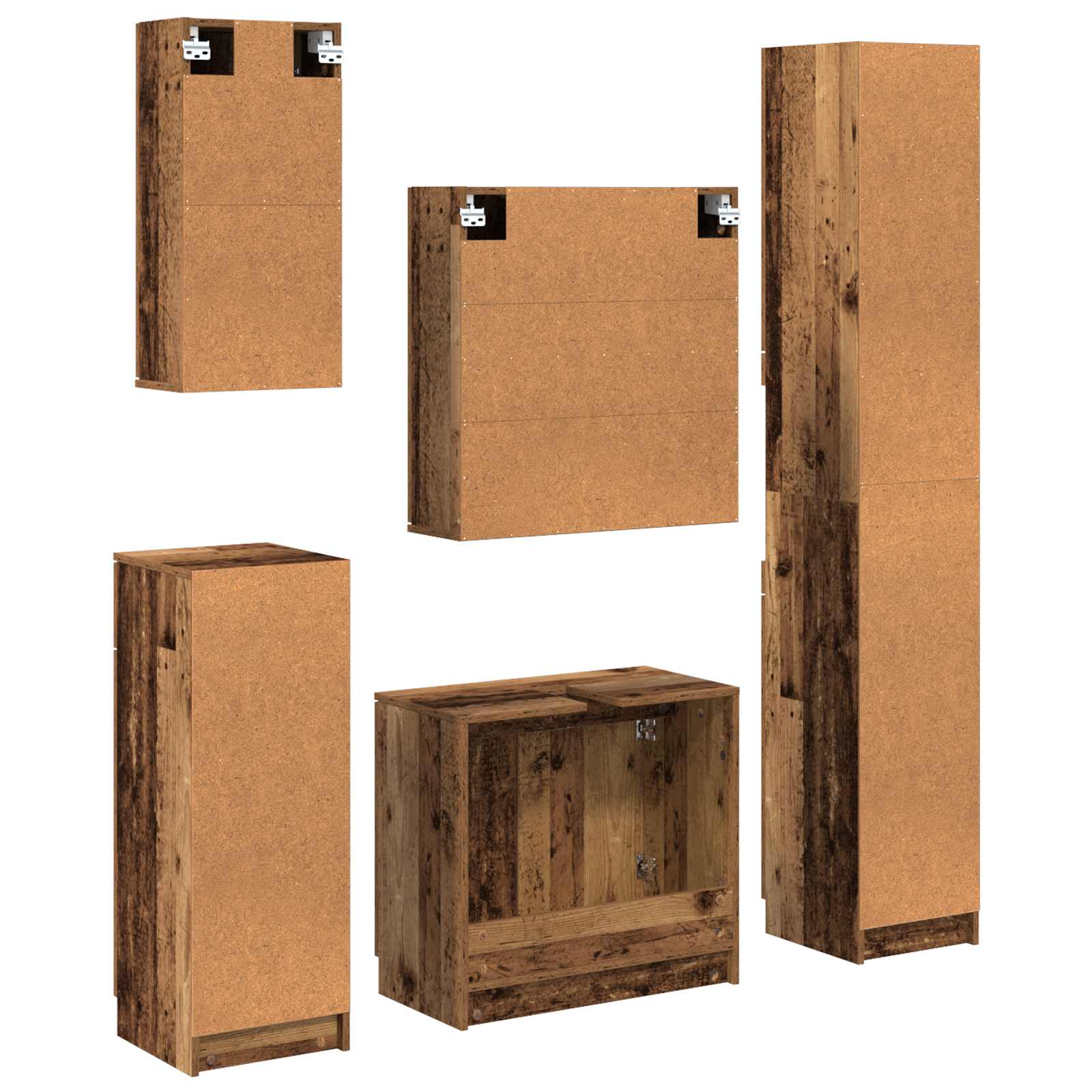 Badezimmermöbel-Set 5 stk. Altholz 64,5 x 33,5 x 59 cm