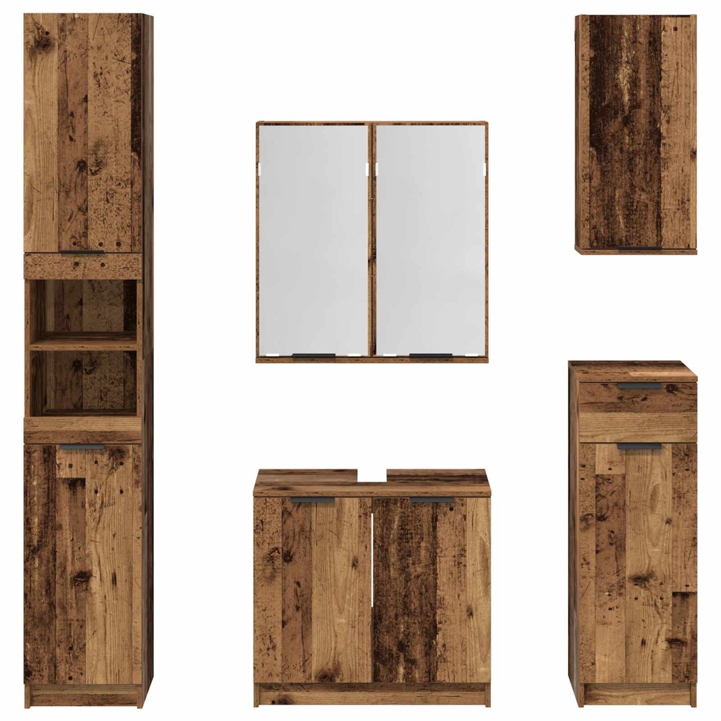 Badezimmermöbel-Set 5 stk. Altholz 64,5 x 33,5 x 59 cm