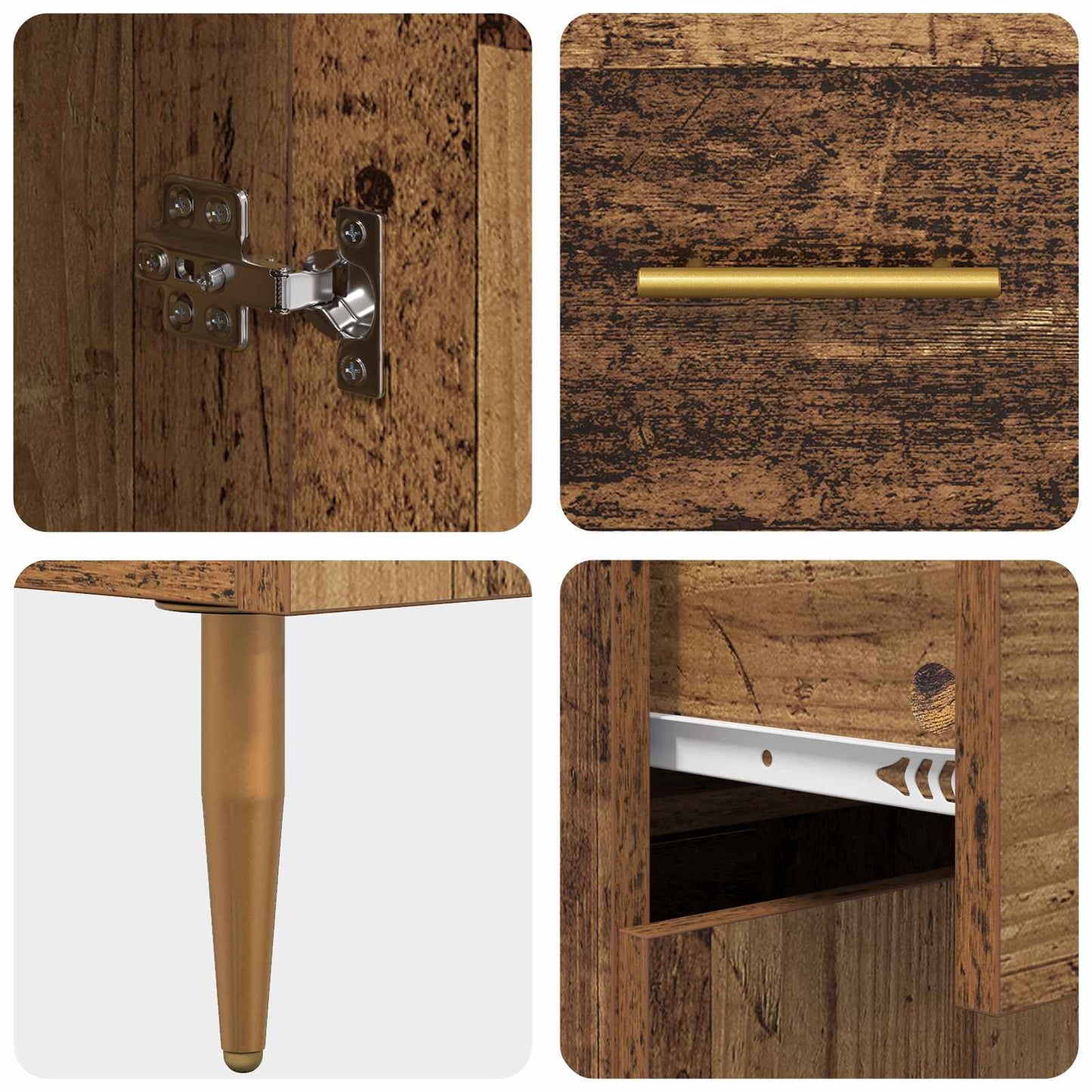 Highboard Altholz 69,5 x 34 x 180 cm Holzwerkstoff