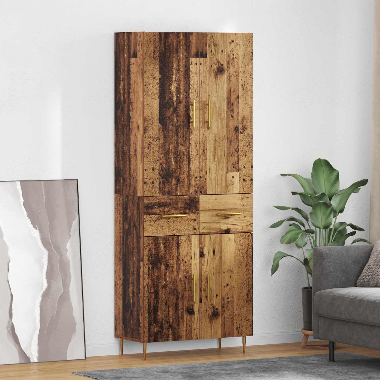 Highboard Altholz 69,5 x 34 x 180 cm Holzwerkstoff