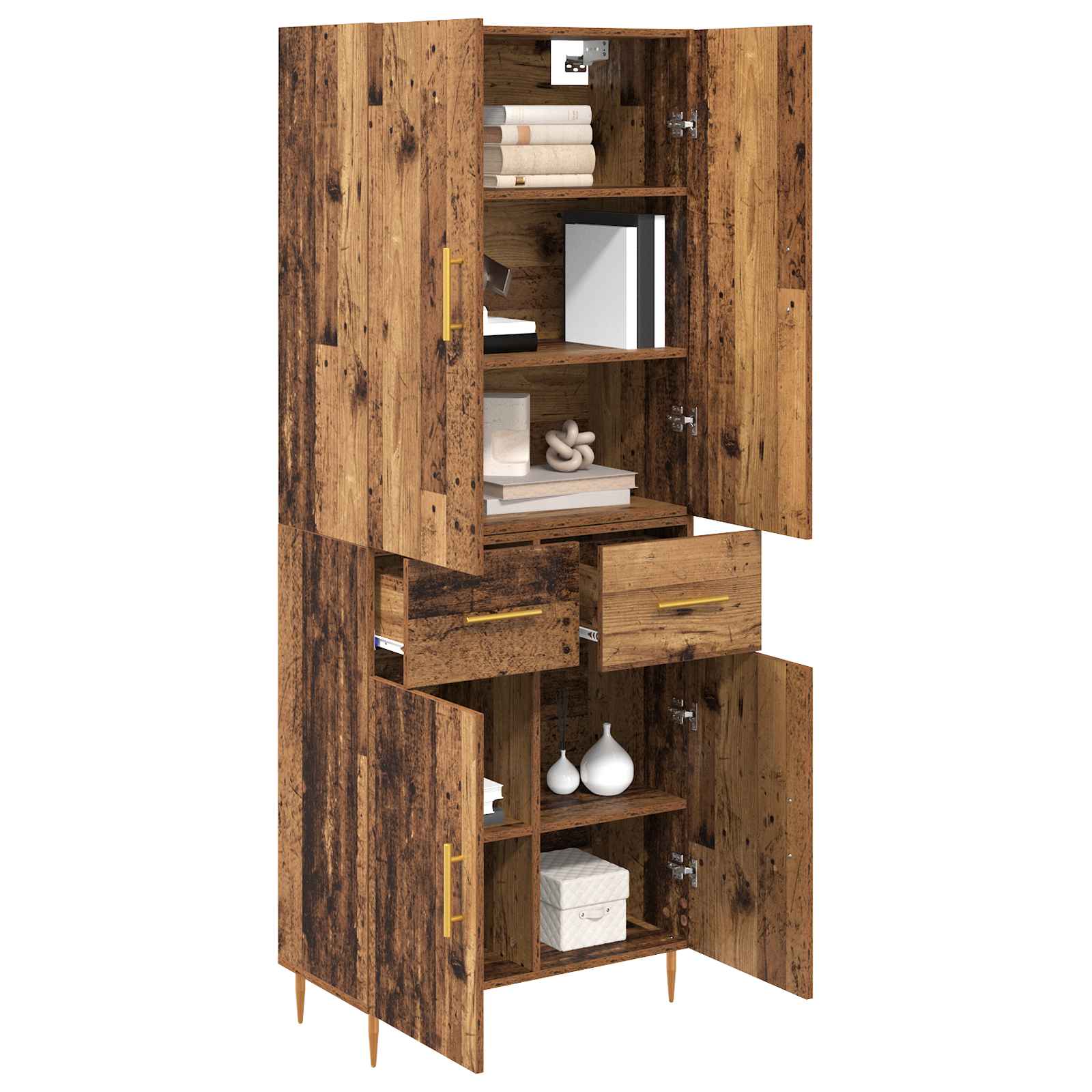 Highboard Altholz 69,5 x 34 x 180 cm Holzwerkstoff
