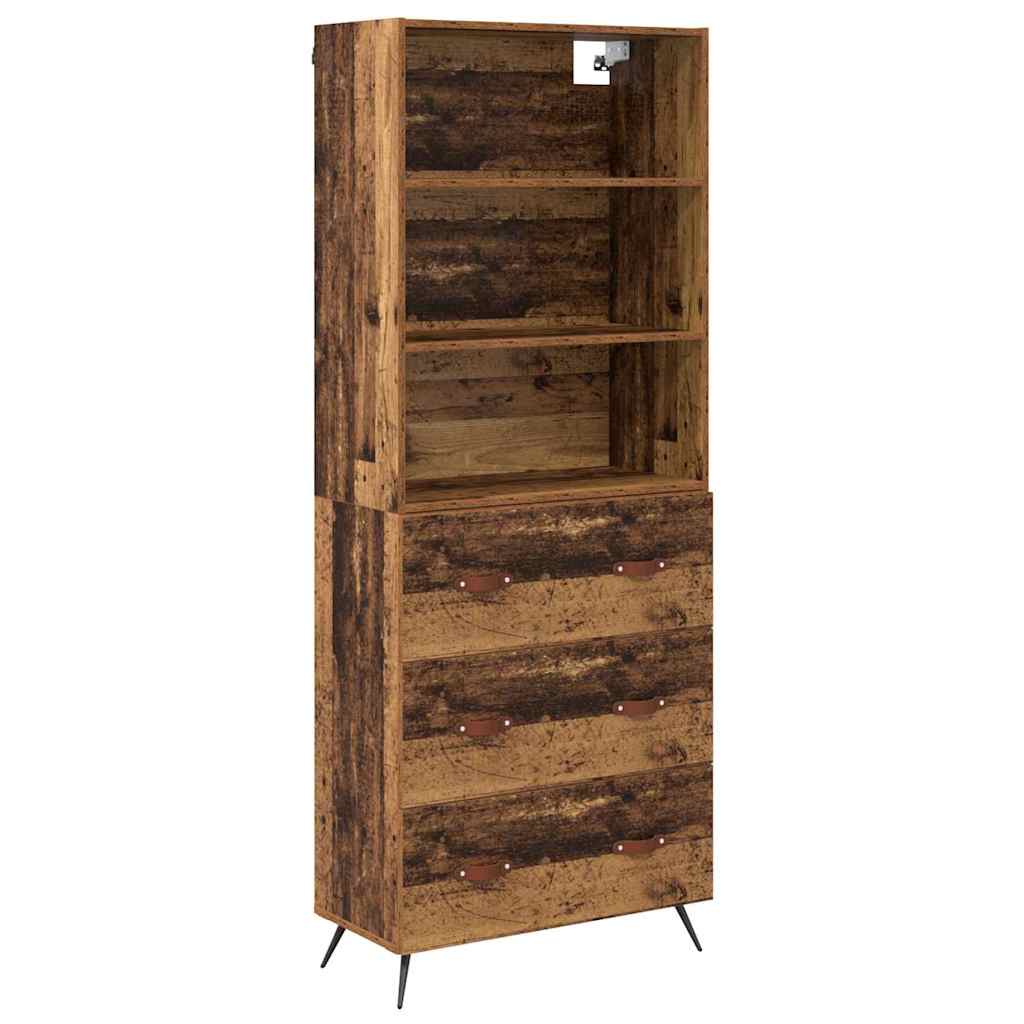 Highboard Altholz 69,5 x 34 x 180 cm Holzwerkstoff