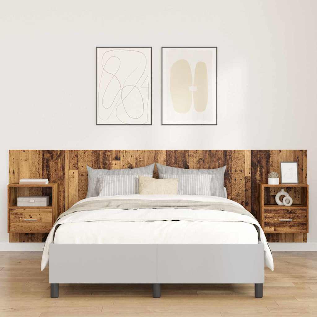 Kopfteil mit Schrank mit Schubladen 3 pcs Altholz Holzwerkstoff