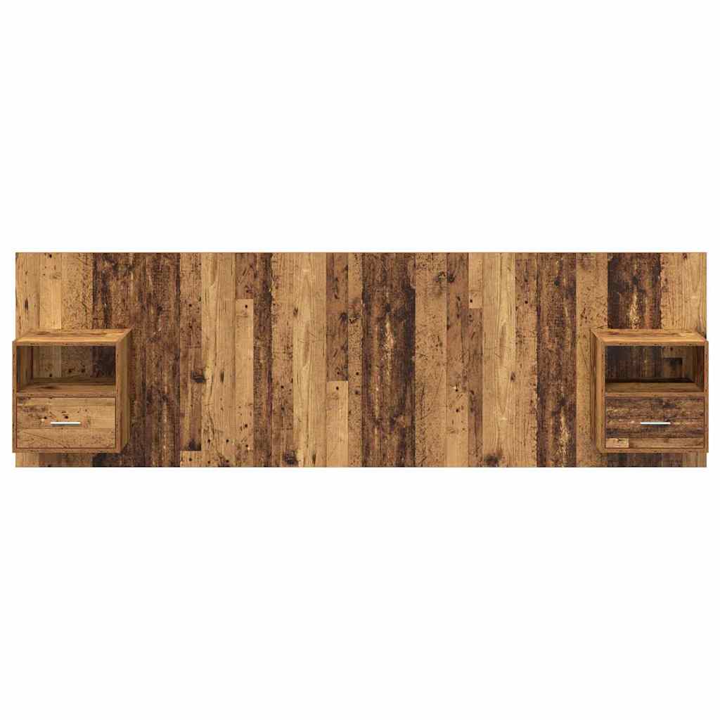 Kopfteil mit Schrank mit Schubladen 3 pcs Altholz Holzwerkstoff