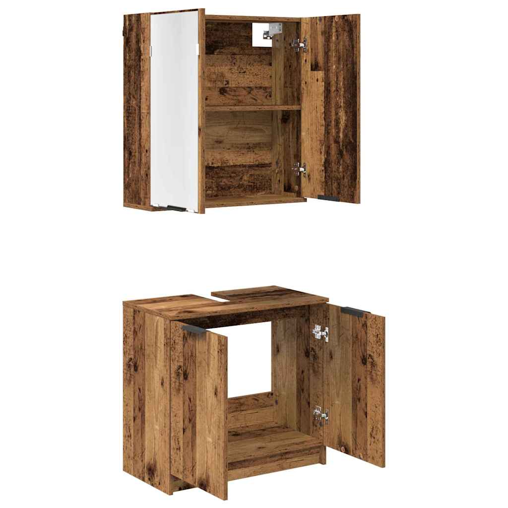 Badezimmerschrank-Set 2 Stk. Altholz Holzwerkstoff