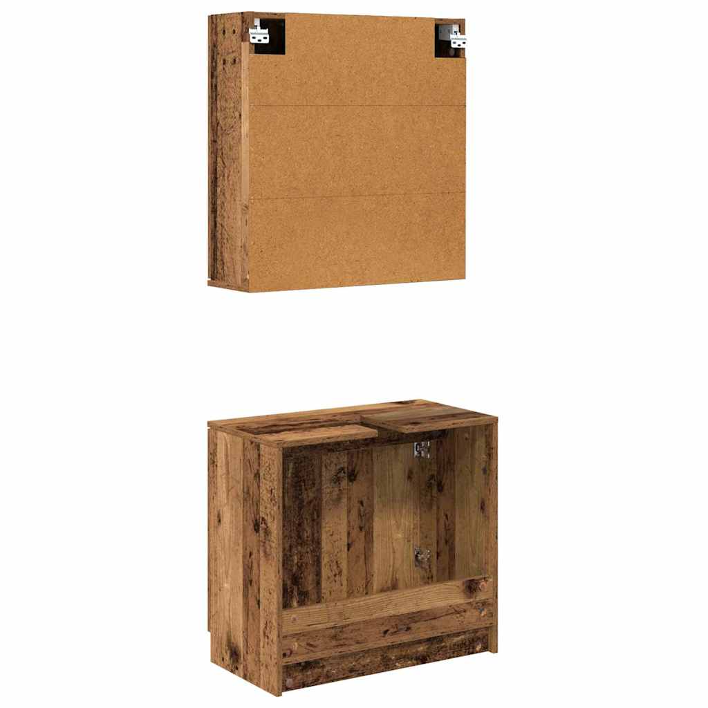 Badezimmerschrank-Set 2 Stk. Altholz Holzwerkstoff