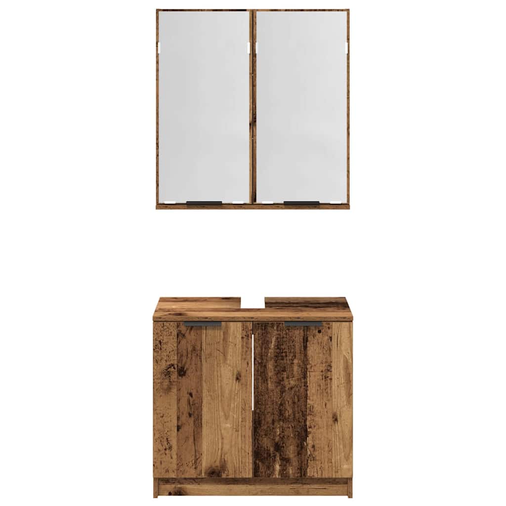 Badezimmerschrank-Set 2 Stk. Altholz Holzwerkstoff