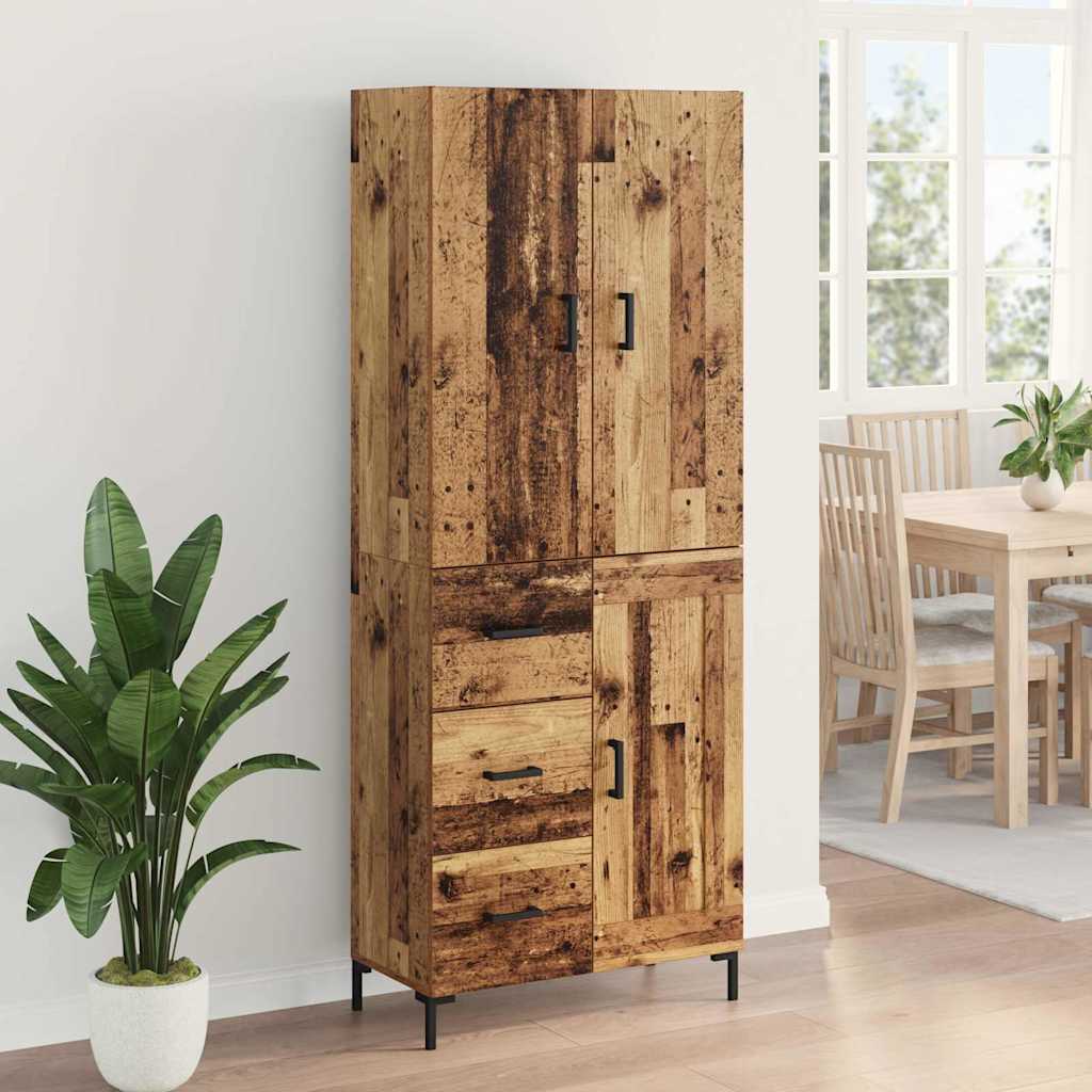 Highboard Altholz 69,5 x 34 x 180 cm Holzwerkstoff