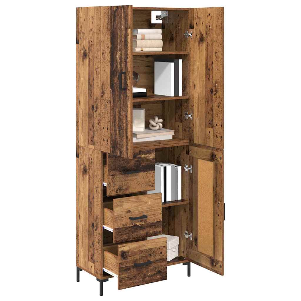 Highboard Altholz 69,5 x 34 x 180 cm Holzwerkstoff