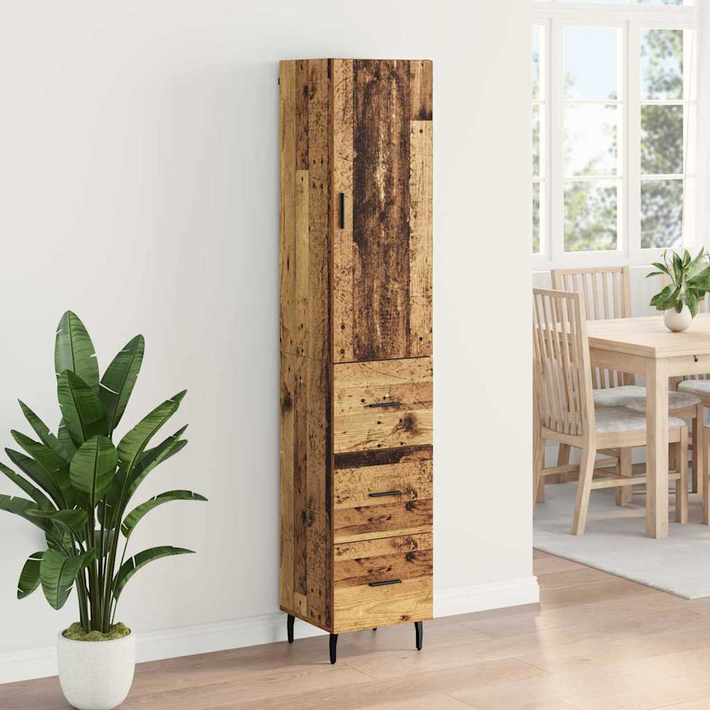 Highboard Altholz 34,5 x 34 x 180 cm Holzwerkstoff