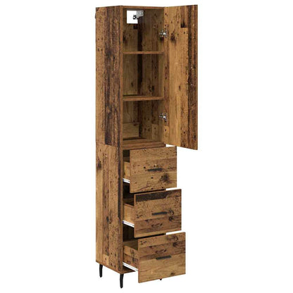 Highboard Altholz 34,5 x 34 x 180 cm Holzwerkstoff