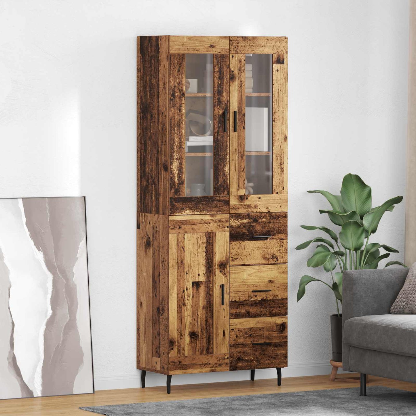 Highboard 2 stk. Altholz 69,5 x 34 x 180 cm Holzwerkstoff