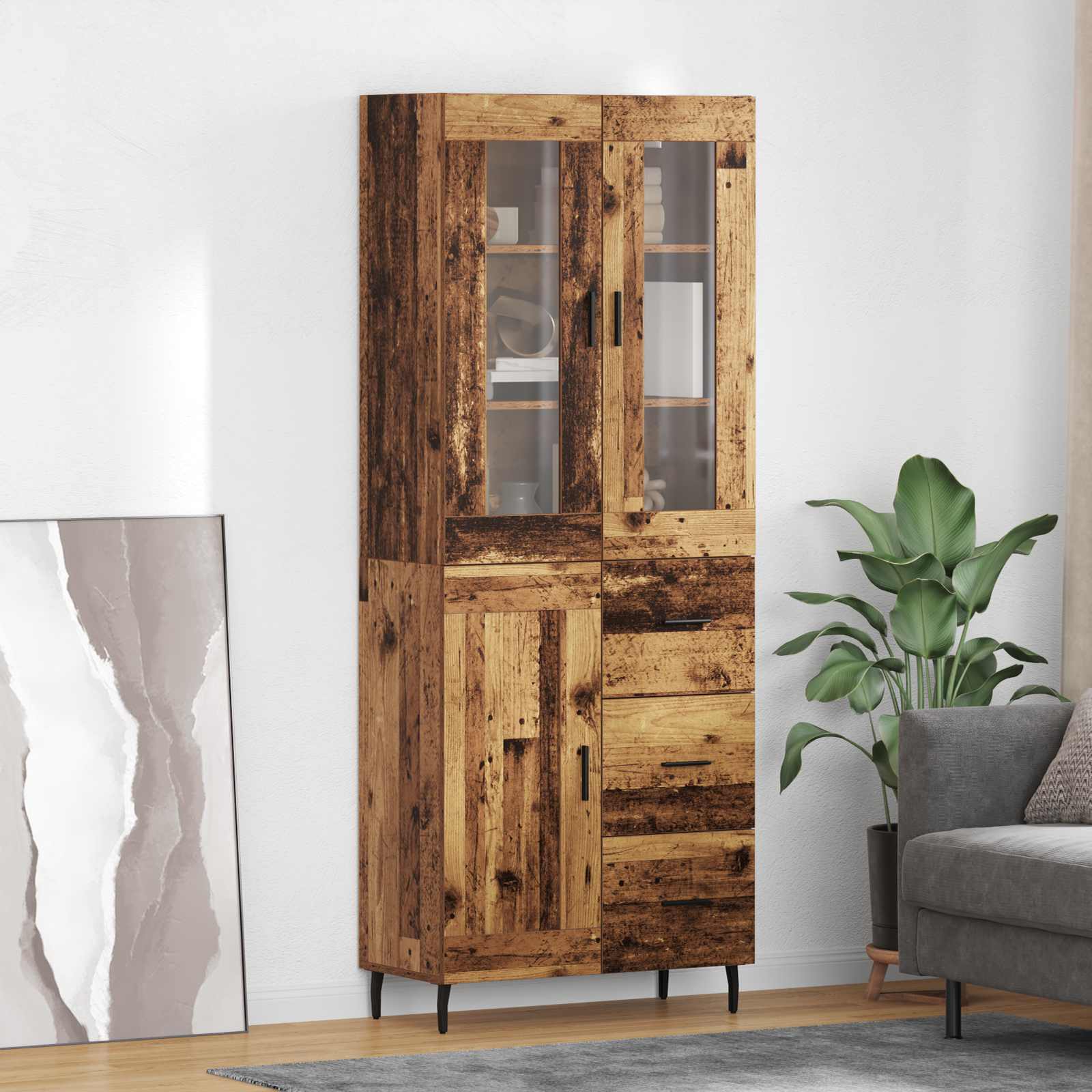 Highboard 2 stk. Altholz 69,5 x 34 x 180 cm Holzwerkstoff