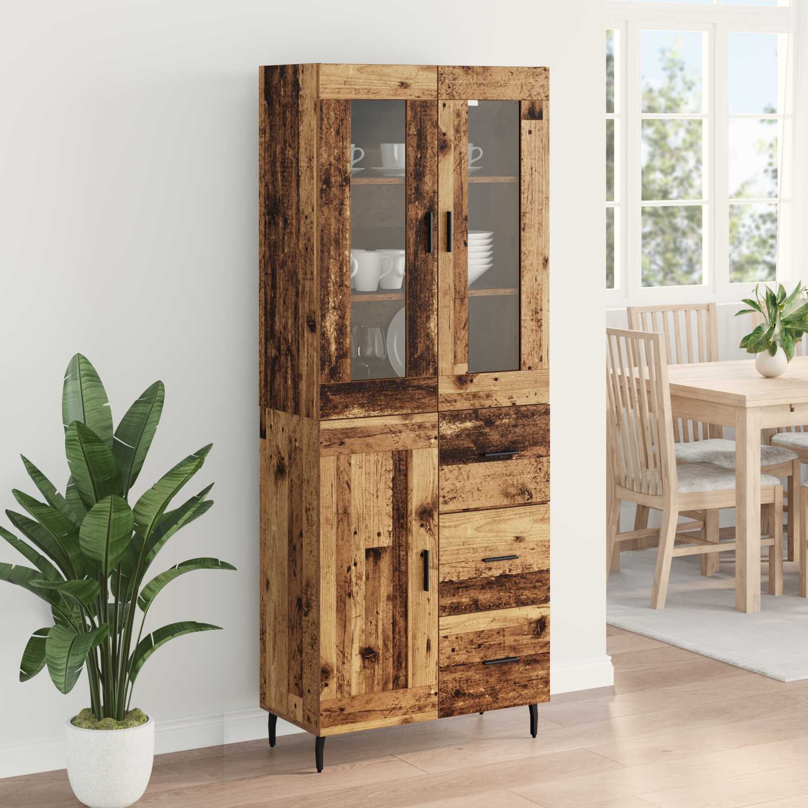 Highboard 2 stk. Altholz 69,5 x 34 x 180 cm Holzwerkstoff