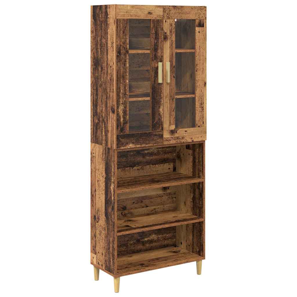 Highboard Altholz 69,5 x 34 x 180 cm Engineered Wood und Glas