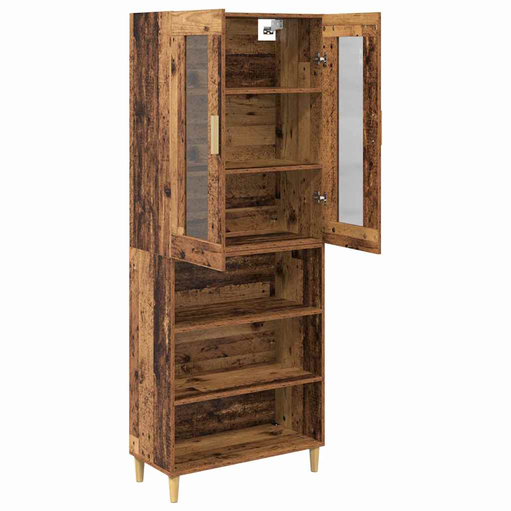 Highboard Altholz 69,5 x 34 x 180 cm Engineered Wood und Glas