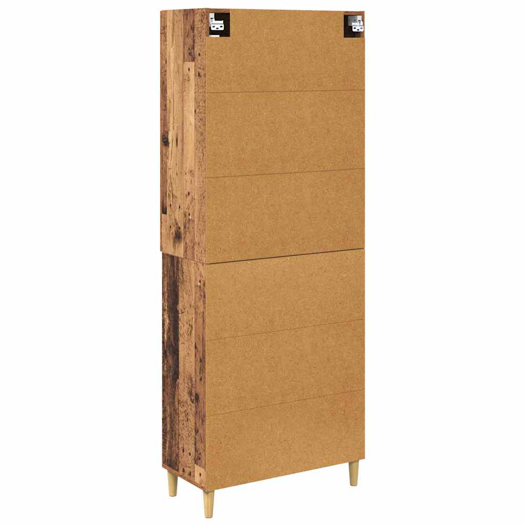 Highboard Altholz 69,5 x 34 x 180 cm Engineered Wood und Glas