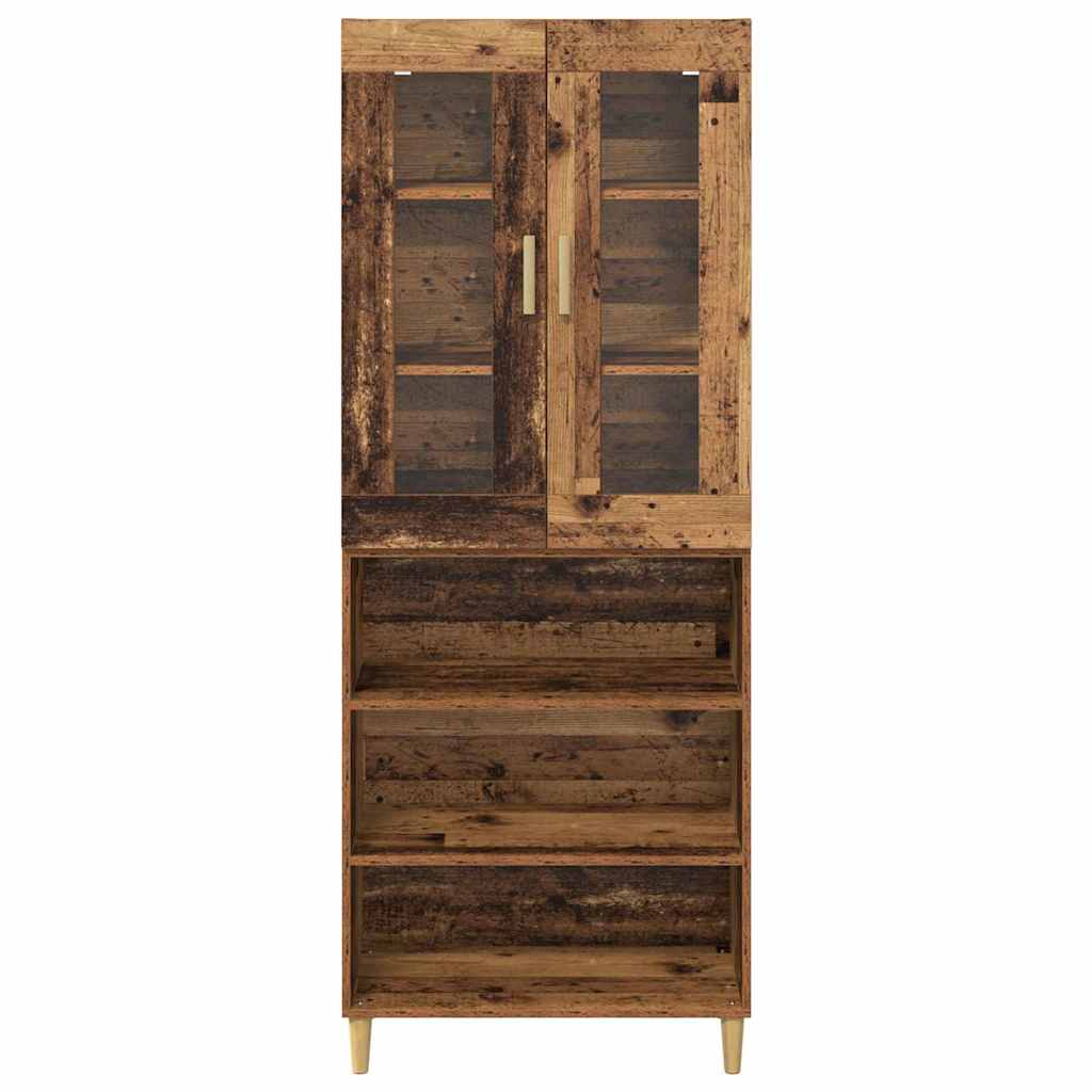 Highboard Altholz 69,5 x 34 x 180 cm Engineered Wood und Glas