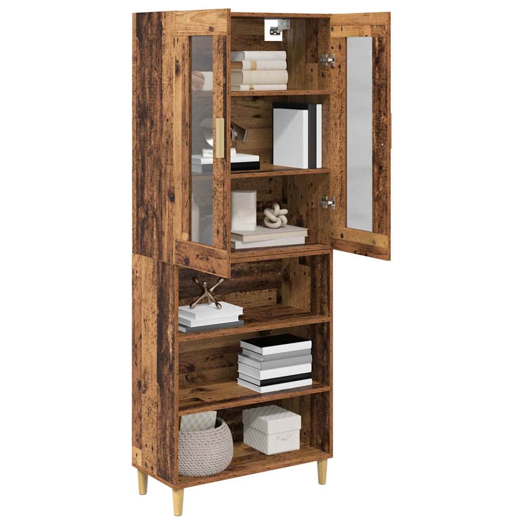 Highboard Altholz 69,5 x 34 x 180 cm Engineered Wood und Glas