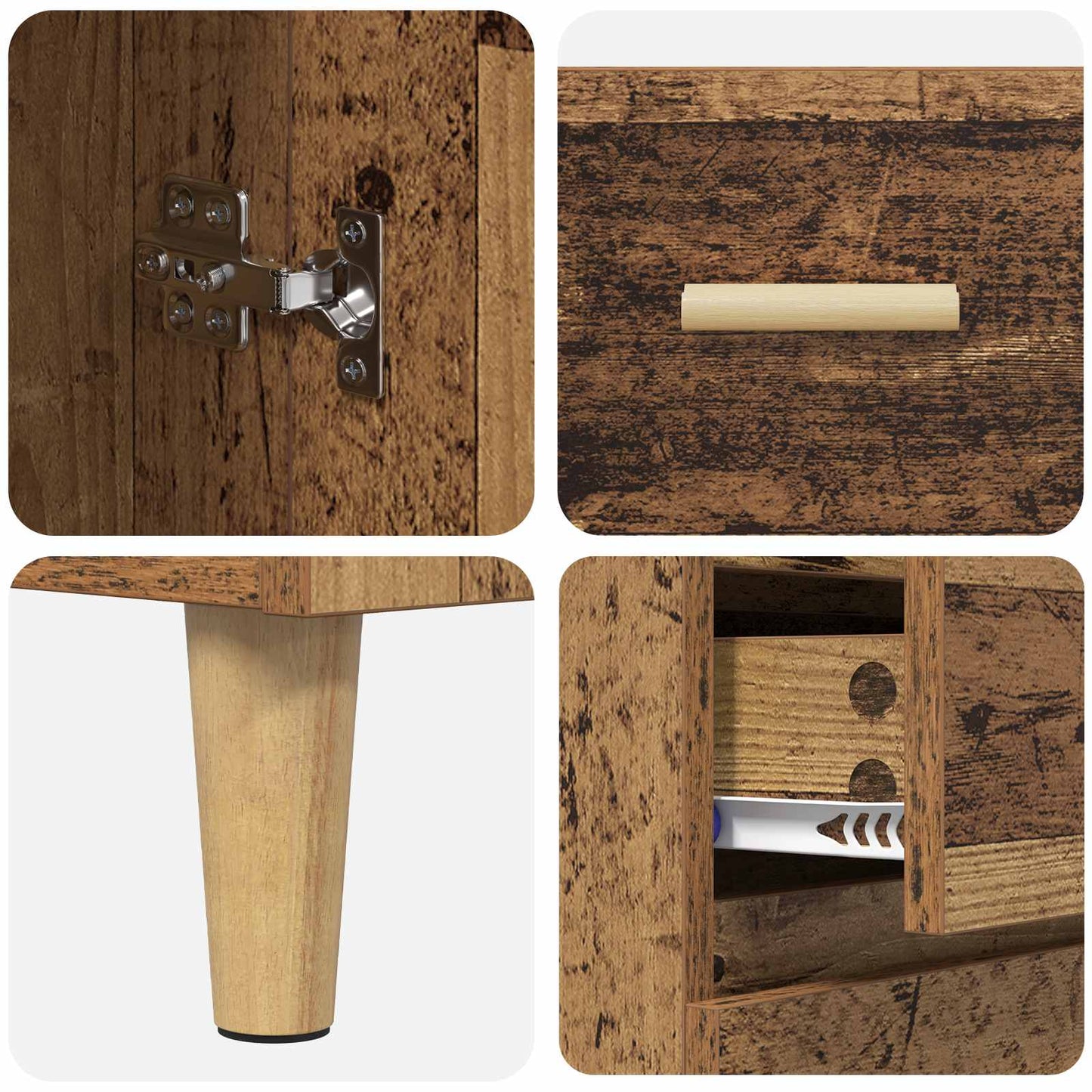 Highboard Altholz 69,5 x 32,5 x 180 cm Holzwerkstoff