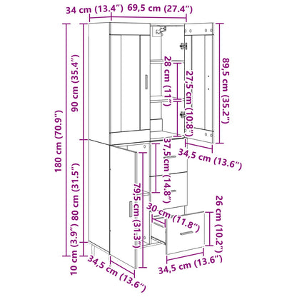 Highboard 2 stk. Altholz 69,5 x 34 x 180 cm Holzwerkstoff