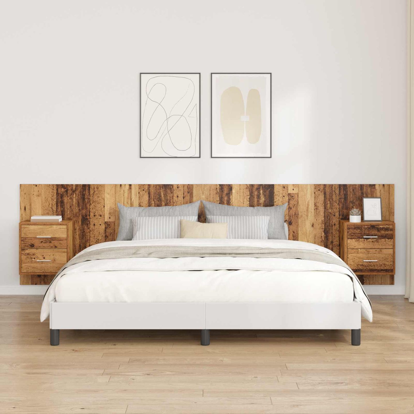 Kopfteil mit Schrank 3 stk. Altholz Holzwerkstoff