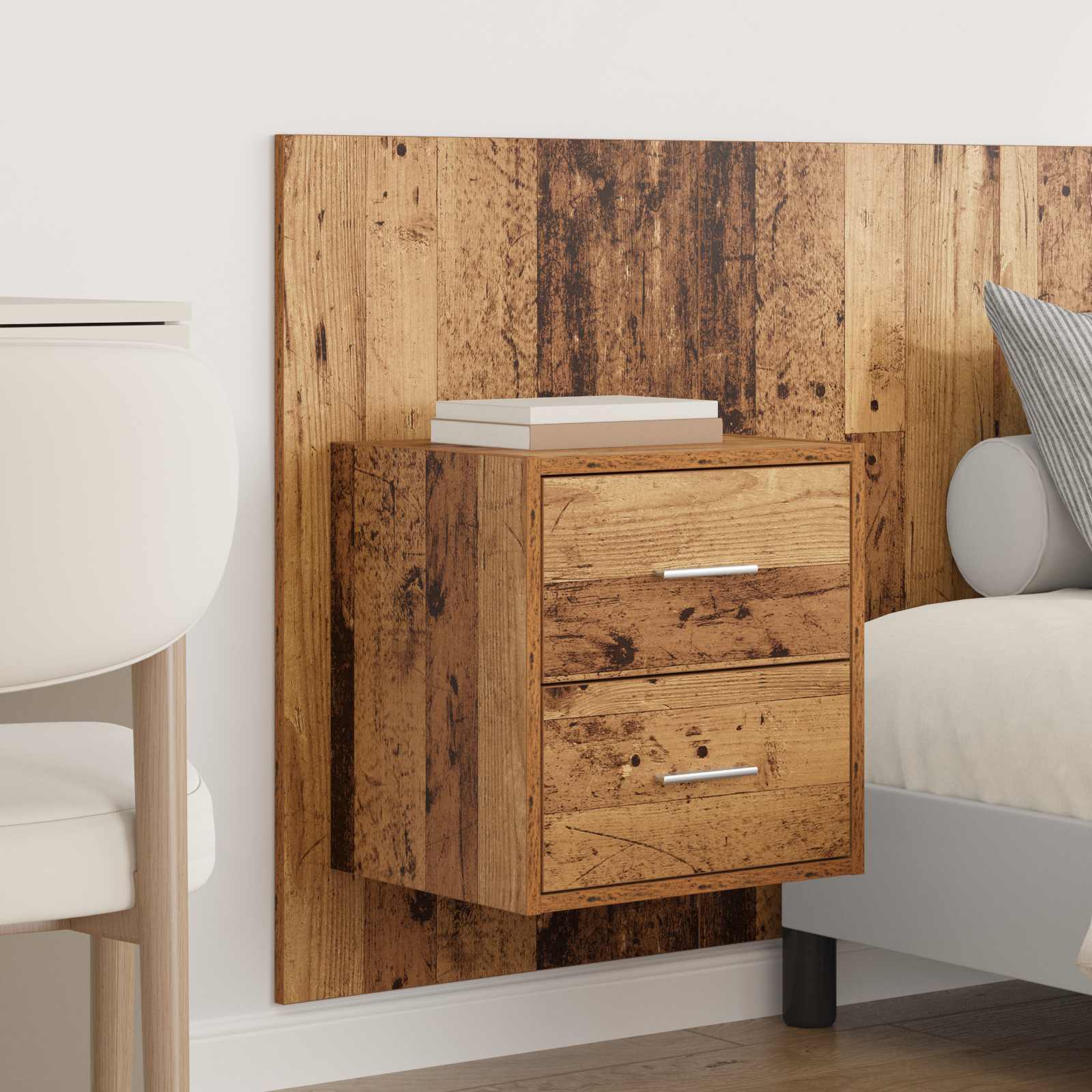 Kopfteil mit Schrank 3 stk. Altholz Holzwerkstoff