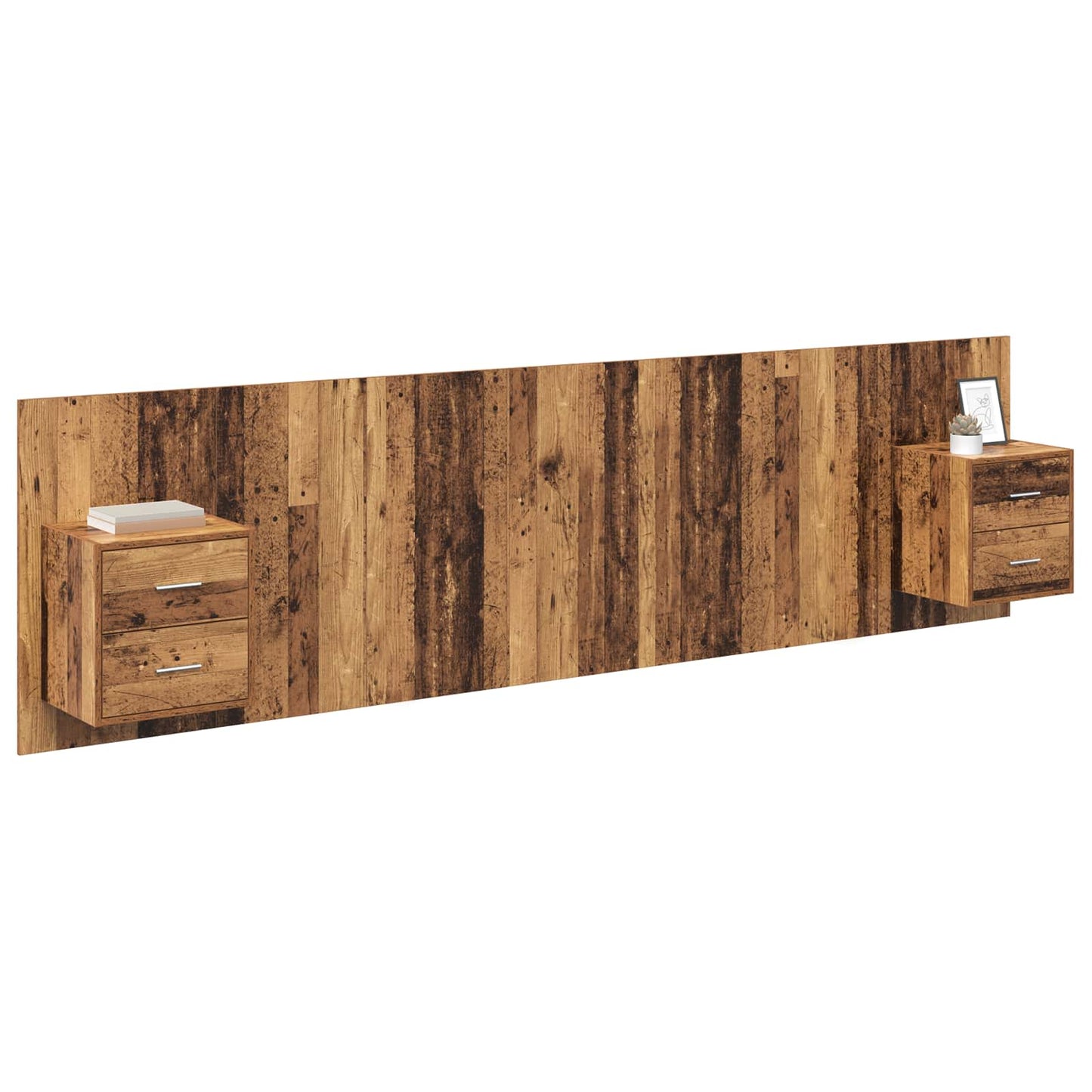 Kopfteil mit Schrank 3 stk. Altholz Holzwerkstoff