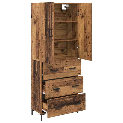 Highboard Altholz 69,5 x 34 x 180 cm Holzwerkstoff